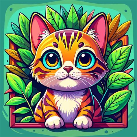 Premium Vector Cute Cats With Frame Banners Hand Drawn Mascot Cartoon