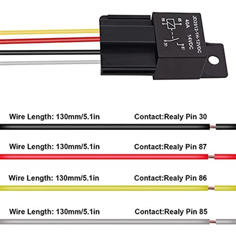 smseace Lot de 5 relais électriques SPST DC 12 V 40 A 4 broches avec