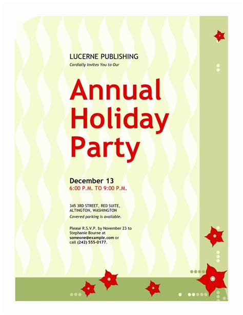 Work Holiday Party Invitation Wording - Printable Calendars AT A GLANCE