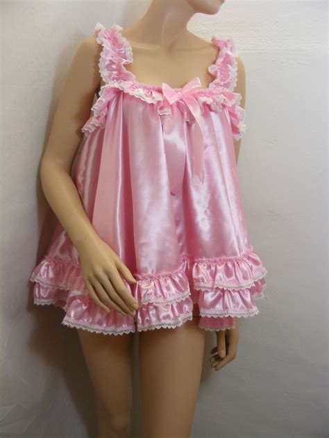 Sissy Satin Baby Doll Nightie Negligee Dress Top Cosplay Fancy Etsy UK