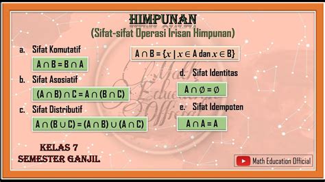 Sifat Sifat Irisan Himpunan Youtube