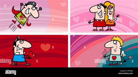 valentine cartoon greeting cards set Stock Vector Image & Art - Alamy