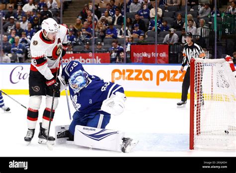 Ottawa Senators Right Wing Drake Batherson 19 Watches The Puck Enter