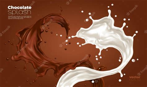 Premium Vector Milk And Chocolate Splash Swirls And Flow Vector