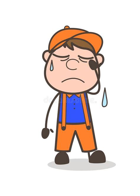 Sad Emotional Cartoon Employee Face Expression Vector Stock