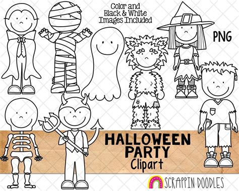 Halloween Clipart Halloween Party Costume Graphics - Etsy