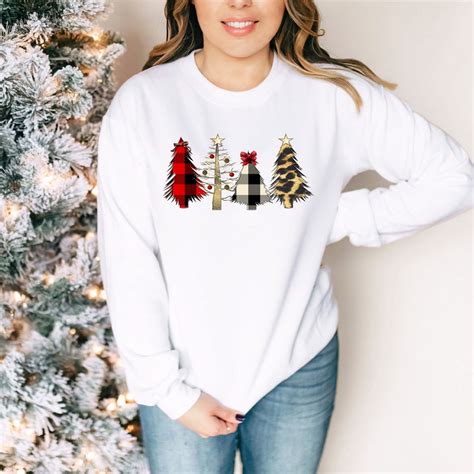 Christmas Sweatshirt, Holiday Sweaters for Women, Christmas Tree ...