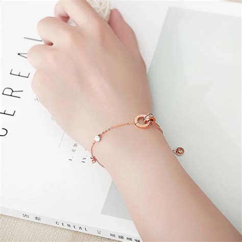 Meidi Simple Double Bracelet For Women Stainless Steel Rose Gold Slim