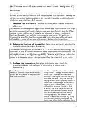 C A Healthvana Innovation Assessment Worksheet Berkleymccreless