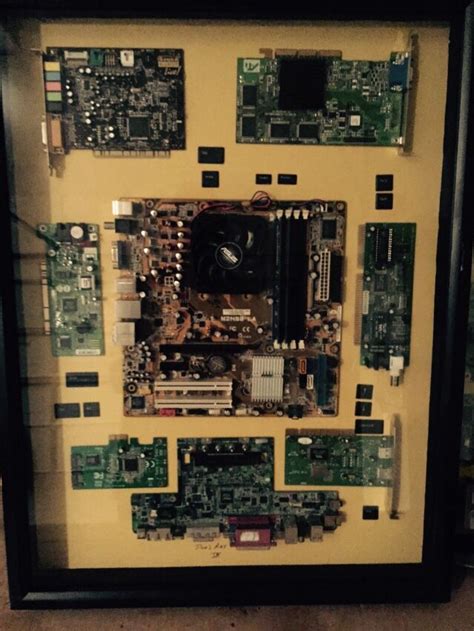 Shadow Box Frame With Computer Printed Circuit Boards And A Motherboard Computer Art