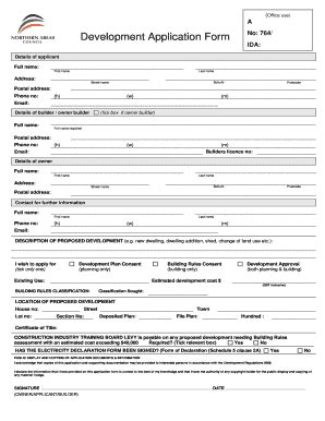 Fillable Online Nacouncil Sa Gov Development Application Form