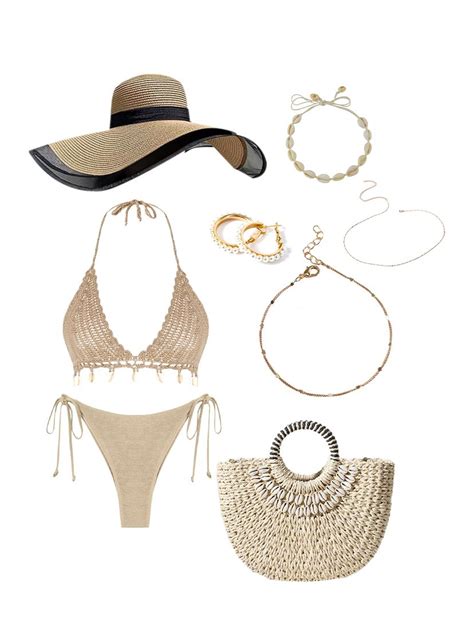 Boho Shell Tassel Crochet Tie Metallic Bikini Swimwear In LIGHT COFFEE ZAFUL 2025