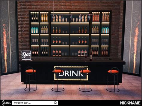 NICKNAME Sims4 S Modern Bar Set Modern Bar Sims 4 Houses Sims 4 Cc