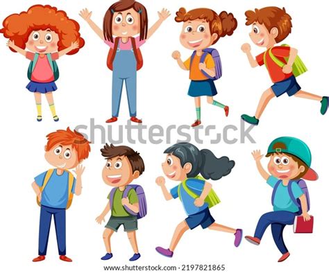 School Kids Cartoon Characters Set Illustration Stock Vector (Royalty ...