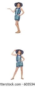 Collage Woman Panama Hat Isolated On Stock Photo 603534383 Shutterstock