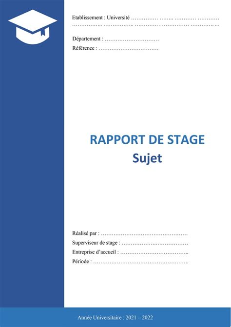 Page De Garde D Un Rapport De Stage Au Format Word