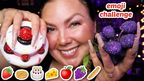 Asmr Emoji Challenge 🍓🧇🎂🧀🍎🍇🥖 Food Edition Youtube