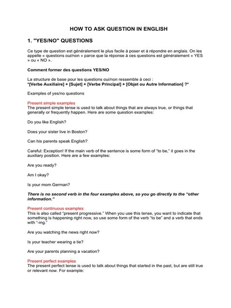 How To Ask Question in English | PDF | Verb | Question