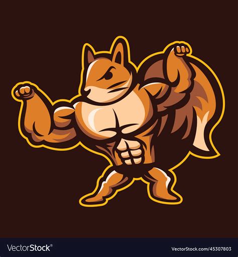 Buff Bodybuilding Squirrel Royalty Free Vector Image