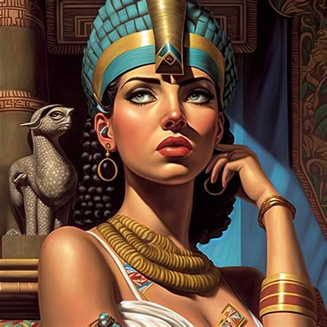 painting   woman wearing  egyptian headdress  holding