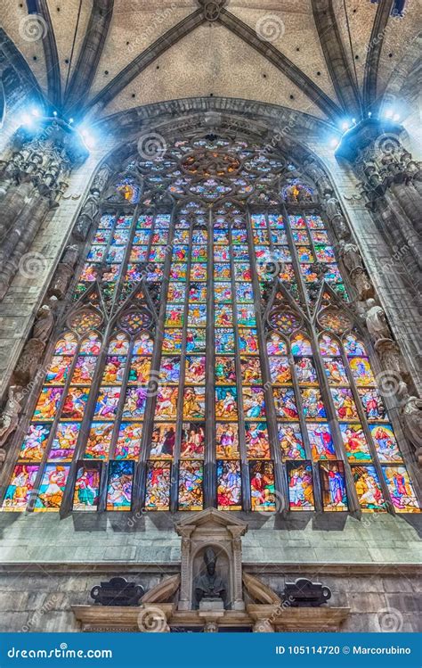 Stained Glass Window Inside the Gothic Cathedral of Milan, Italy ...