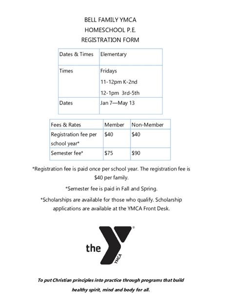 Fillable Online Bell Road Ymca Ymca Of Greater Montgomery Fax Email