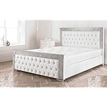 Mm08enn Crushed Velvet Upholstered Glitter Bed Frame In Size 4ft6 5ft