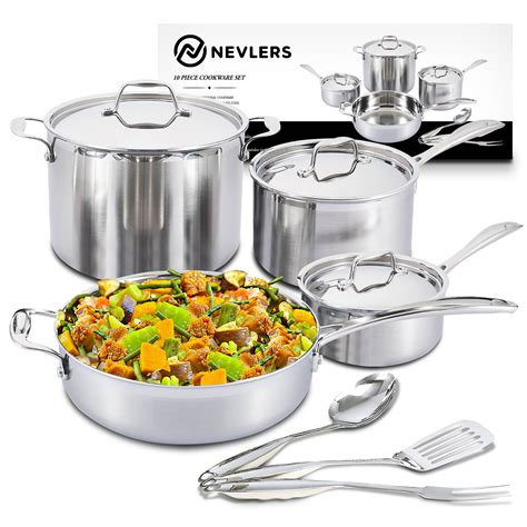 Nevlers Piece Pots Pans Set Premium Grade Stainless Steel