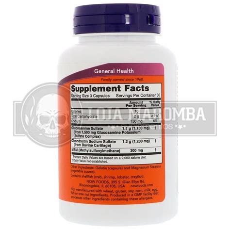 Glucosamina Condroitina E Msm Caps Now Foods Na Loja Maromba