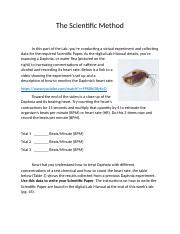 The Scientific Method Daphnia Experiment.docx - The Scientific Method In this part of the Lab ...