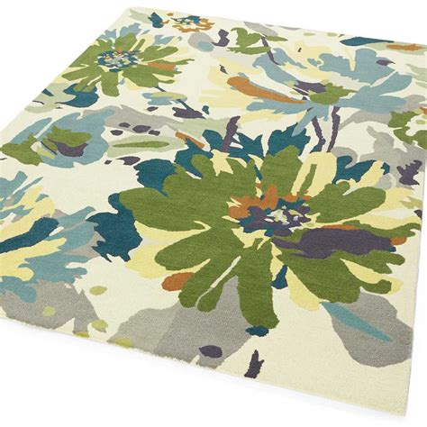 Tapis de prestige moderne à motifs fleuris dans les tons chauds par