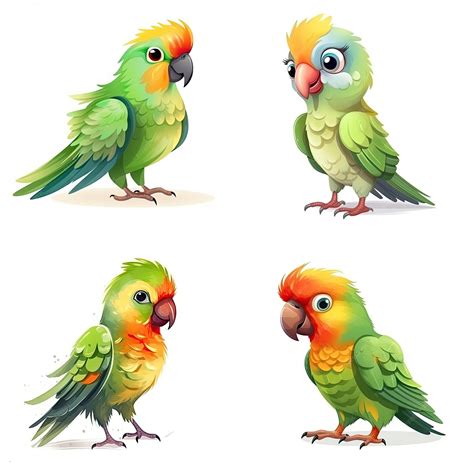 Cartoon character of Parrot bird white background | Premium AI ...