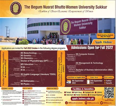 Admission In Begum Nusrat Bhutto Women University Sukkur