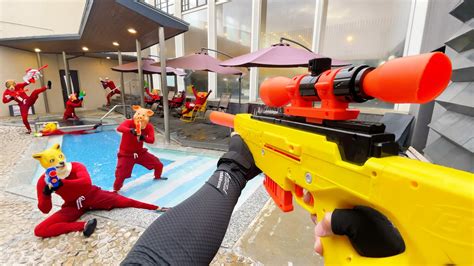 Nerf War Amusement Park Battle 55 Nerf First Person Shooter YouTube