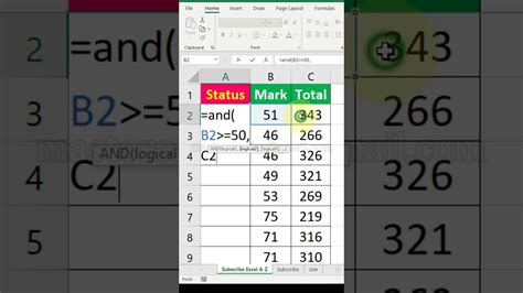 And Function In Excel Shorts Youtube