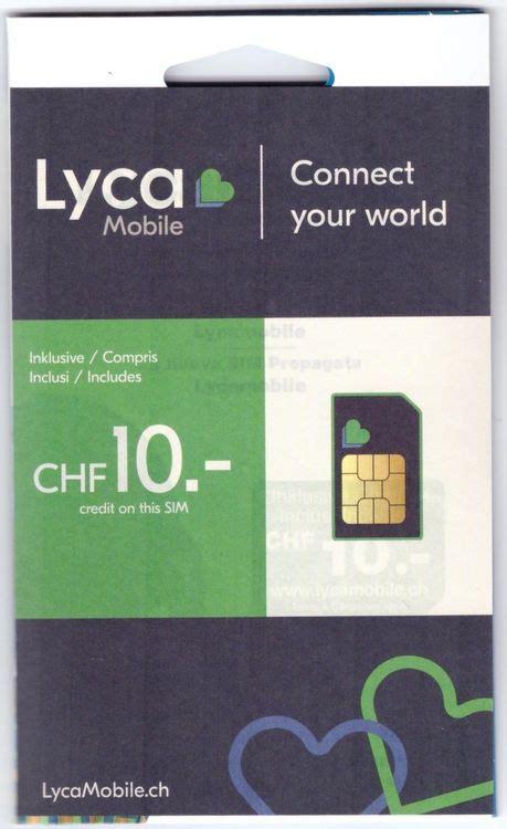 Lyca Mobile Schweizer Sim Karte Inklusive Chf Guthaben Kaufen