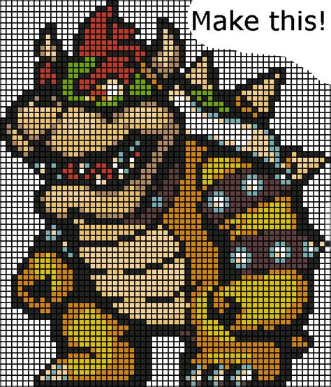 King Kupa Mario Brothers Pixel Art Pattern Pixel Art Pixel Quilting