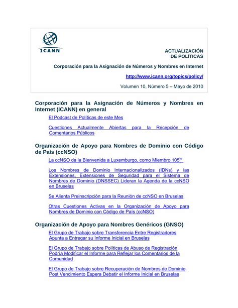 PDF Corporación para la Asignación de Números y Nombres en