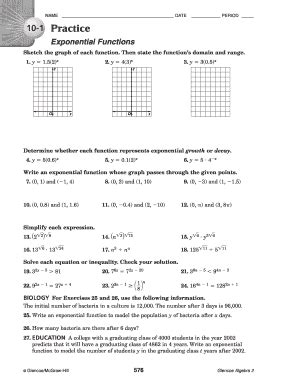 Glencoe Algebra 1 Chapter 10 Fill Online Printable Fillable Blank