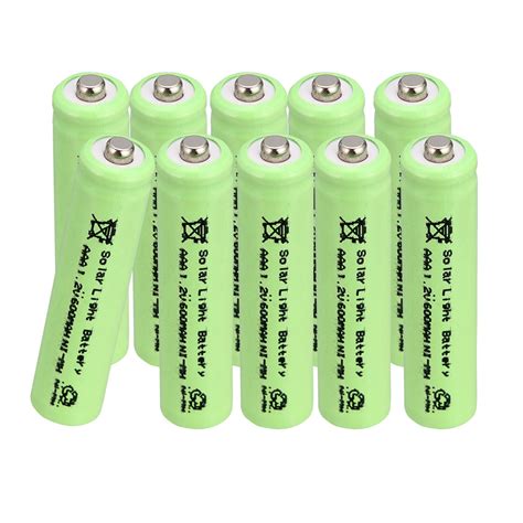 1 2v Aaa Ni Mh 600mah Solar Light Rechargeable Batteries 10 Pack