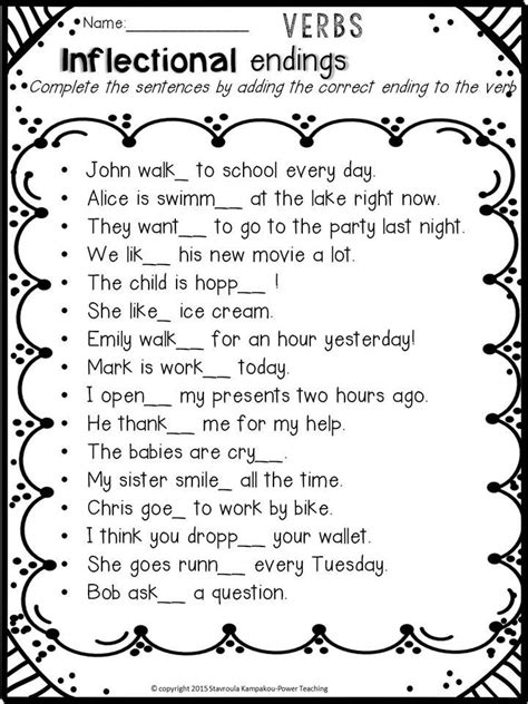 Inflectional Endings Worksheets Suffix Ing Ed