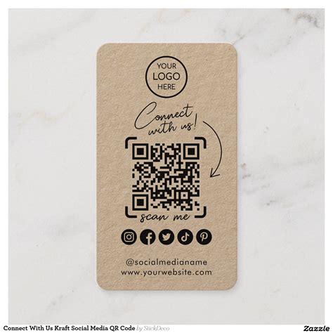 Connect With Us Kraft Social Media QR Code Business Card | Zazzle | Qr