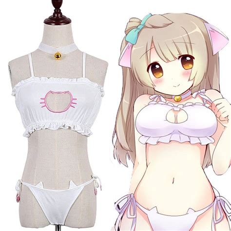 Ready Stock Cute Kawaii Japanese Cat Lingerie Heart Chest Style Bikini Set Shopee Malaysia