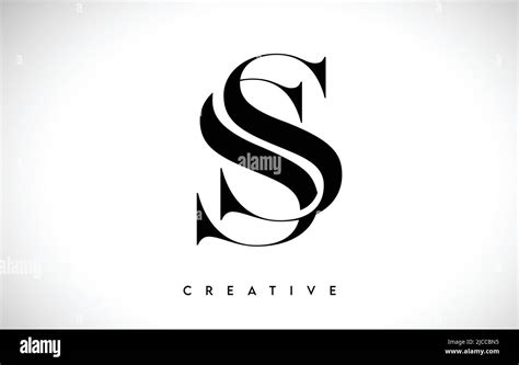 SS Artistic Letter Logo Design With Creative Serif Font In Black And