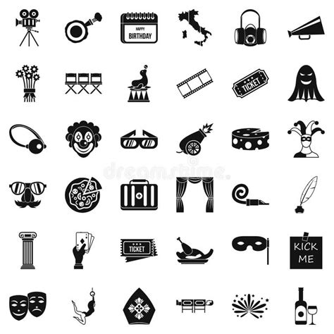 Scene Icons Set, Simple Style Stock Vector - Illustration of festival ...