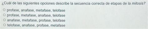 Solved Cuál de las siguientes opciones describe la secuencia correcta