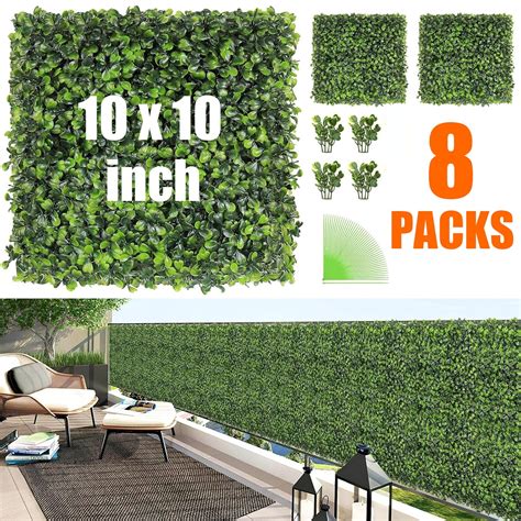 Artificial Grass Wall Panels Hengu 8 Pack 10x10 Inch Grass Wall Backdrop Privacy Greenery