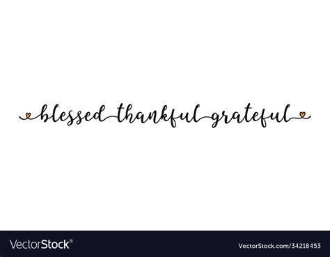 Hand Sketched Blessed Thankful Grateful Quote Vector Image