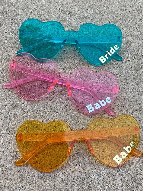 PERSONALIZED Rimless Heart Shaped Sunglasses Bride Etsy