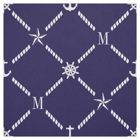 Blue And White Nautical Monogram Fabric Zazzle